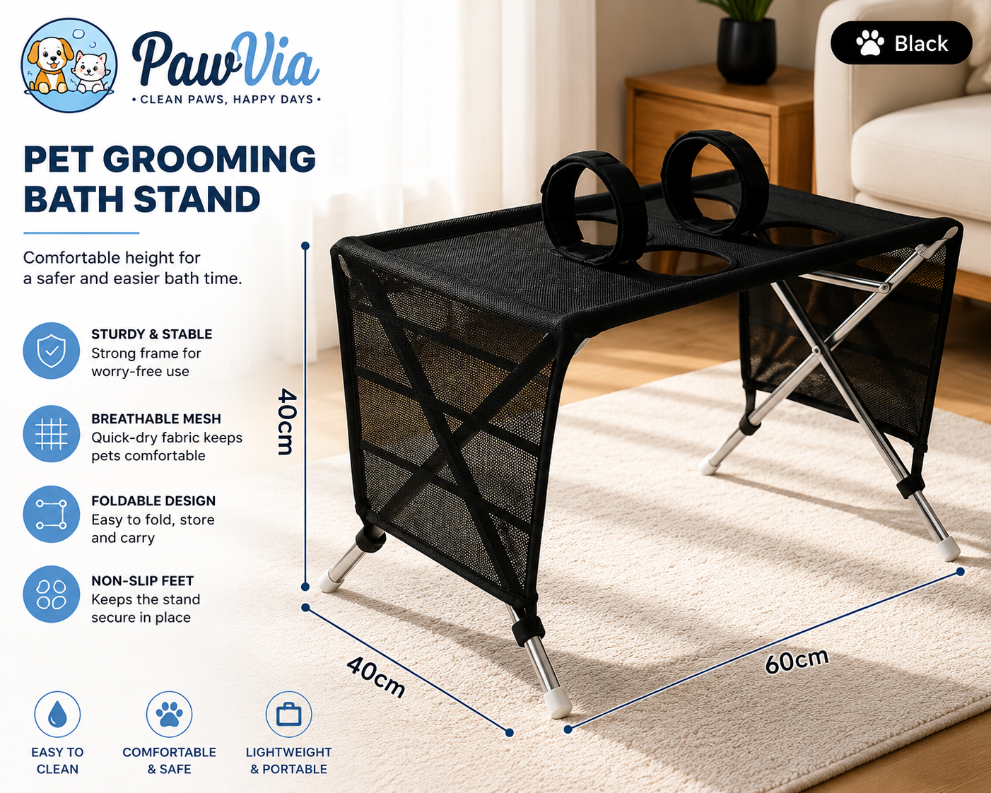 PawVia™ Pet Comfort Grooming Stand