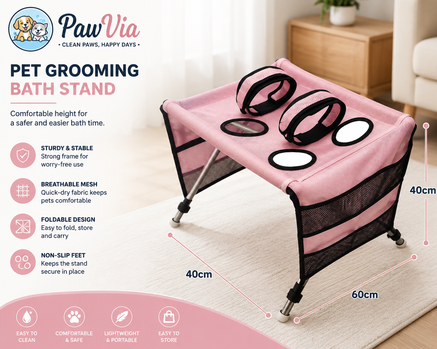 PawVia™ Pet Comfort Grooming Stand